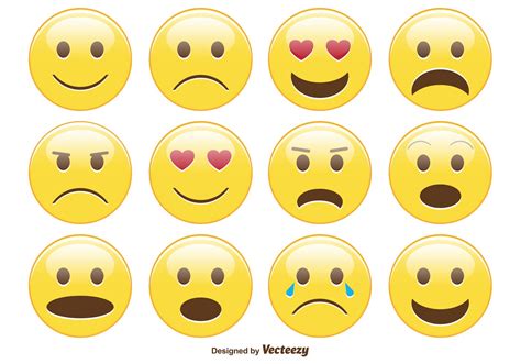 Cute Smiley Emoticon Set Vector Art At Vecteezy