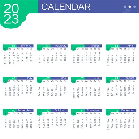 Gambar Kalender 2023 Sederhana Berwarna Biru Dua Ribu Dua Puluh Tiga