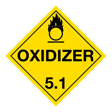 Hazard Class 5 1 Oxidizer Removable Self Stick Vinyl Worded Placard