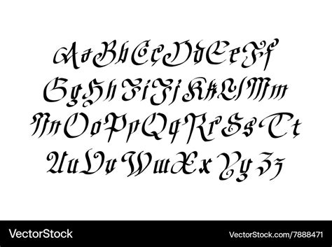 Blackletter Gothic Script Hand Drawn Font Vector Image