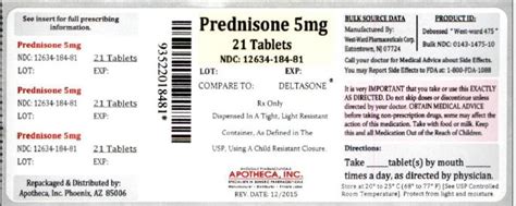 Prednisone Apotheca Inc Fda Package Insert Page 2