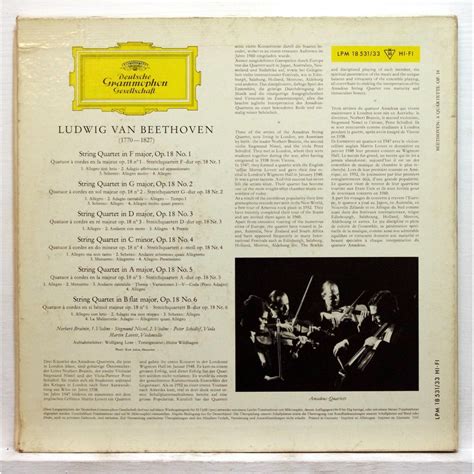 Beethoven 6 String Quartets Op18 By Amadeus Quartet Lp Box Set With