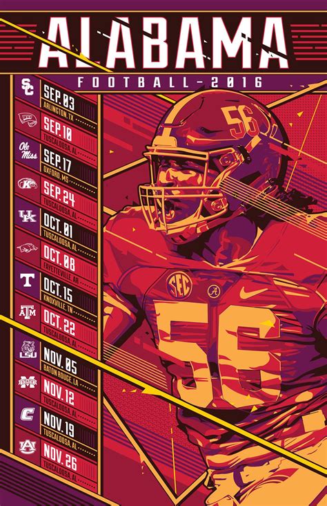Saban spoke about the 2020 schedule as well as the challenges his team faces during. Alabama Football - 2016 Schedule on Behance | Sport poster ...