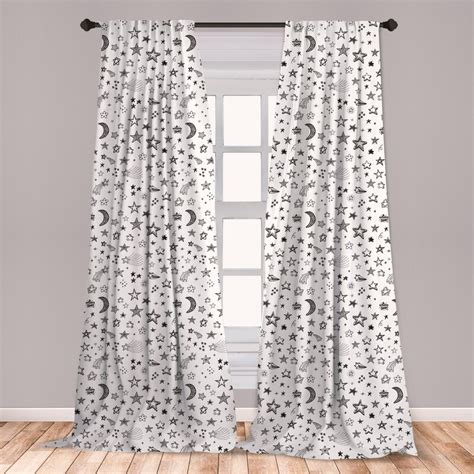 East Urban Home Ambesonne Doodle Curtains Stars And Crescent Moon