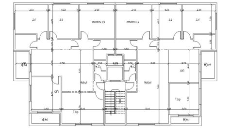 3 Bhk Apartment Cluster Layout Plan With Dimension Cadbull