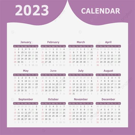 Gambar Kalendar Tahun 2023 Warna Ungu Kalendar 2023 Tahun Ungu Png