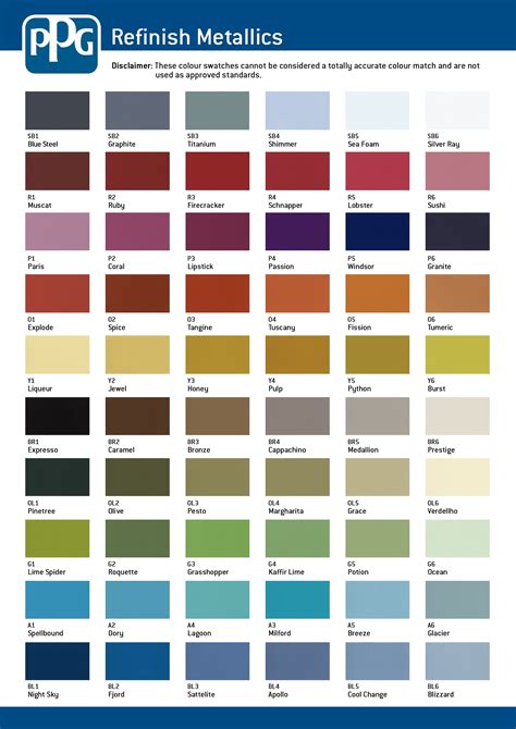 ️metallic Automotive Paint Color Chart Free Download