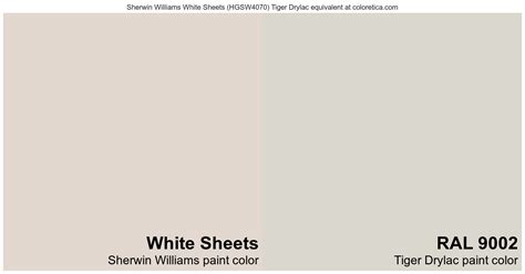 Sherwin Williams White Sheets Tiger Drylac Equivalent Ral