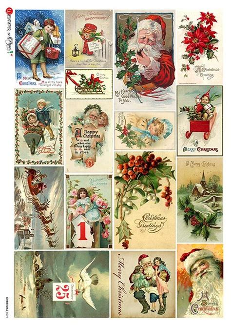 Decoupage Rice Paper Christmas 0279 A3 Scrappys Rustics