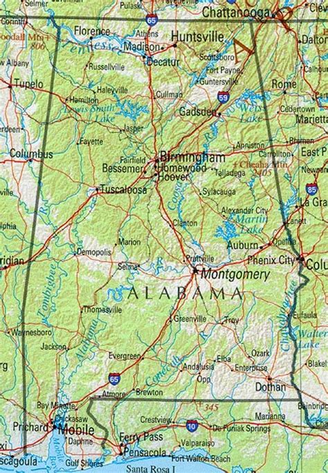 State Of Alabama Road Map Free Printable Maps