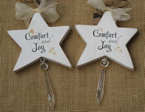 Wood Star Ornament Comfort And Joy Star For Christmas Tree Or Etsy