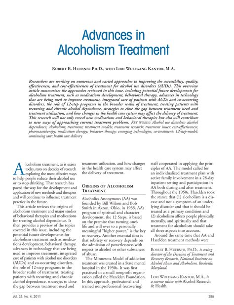 Pdf Advances In Alcoholism Treatment