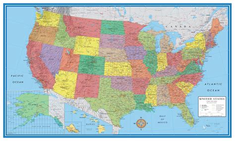 24x36 United States Usa Classic Elite Wall Map Mural Poster Paper