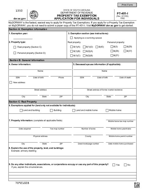 Sc Property Tax Exemption Form Fill Out And Sign Online Fill Out And