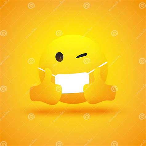 Emoji Simple Emoticon With Winking Eye Showing Thumbs Up And Wearing