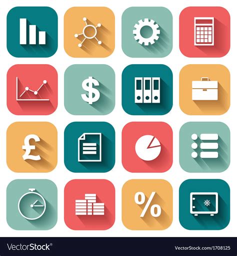 Business Flat Icons Set For Web And Mobile Vector Image