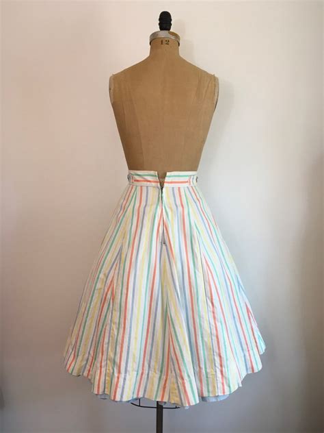 Vintage 1950s Chevron Stripe Skirt 50s A Line Pastel Skirt Etsy