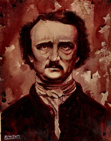 Ryan Almighty Original Human Blood Painting Edgar Allan Poe Portra