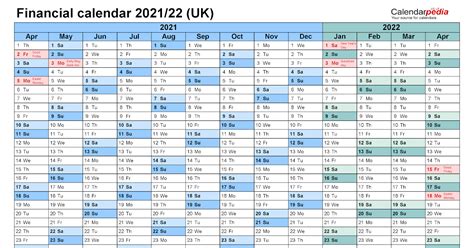 Financial Calendar 2021 22 Uk 2021 Calendar