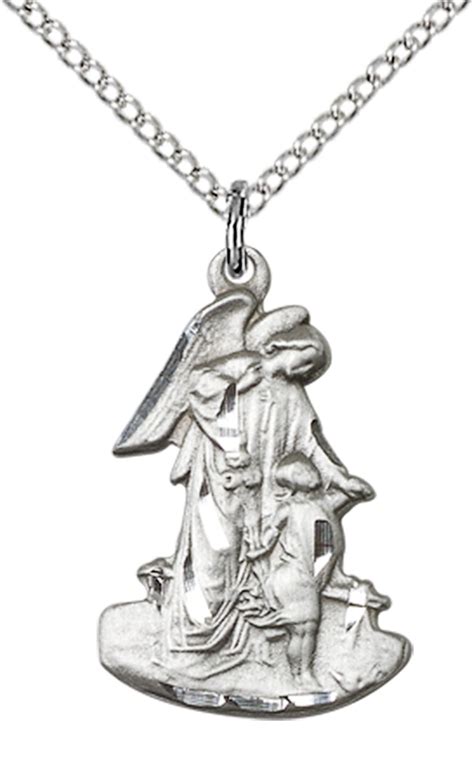 Sterling Silver Guardian Angel Pendant With Chain 78 X 12 Ewtn