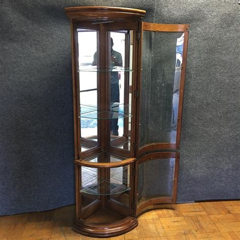Solid Wood Corner Curio Cabinet With Glass Doors Chairish