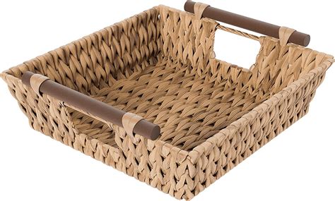 American Atelier Water Hyacinth Wicker Basket With Handles Pack