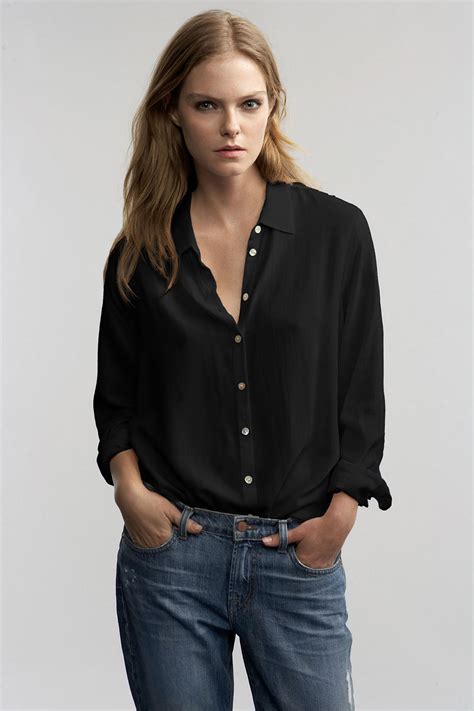 Lyst Velvet By Graham And Spencer Gelsey Voile Button Up Blouse In Black