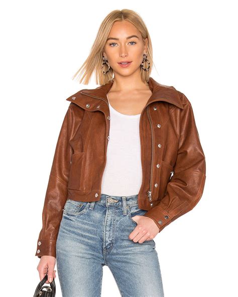 Brown Leather Bomber Style Jacket Lexther