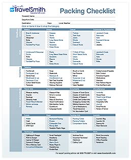 Printable Packing Checklist | Travel packing checklist, Packing checklist, Packing list template