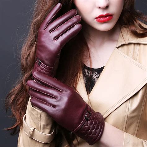 New Women S Winter Warm Leather Gloves Sheepskin Thickening Plus