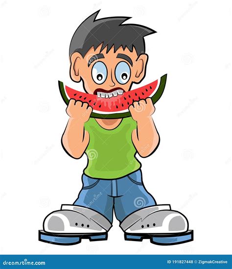Man Eating Watermelon Vector Illustration 72672902