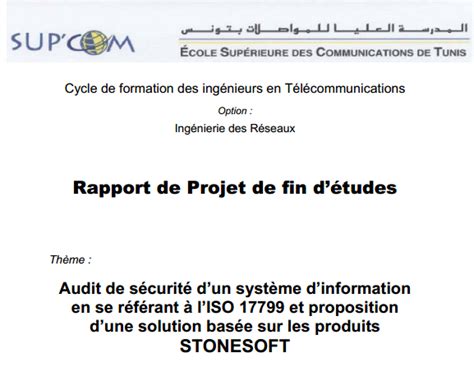 Pdf Exemple Rapport De Pfe Audit De Sécurité Dun Système D
