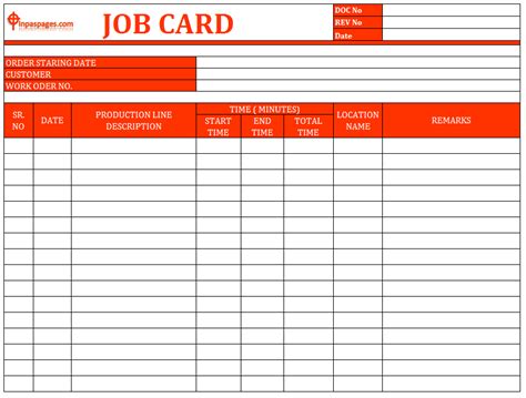 Mechanic Job Card Template