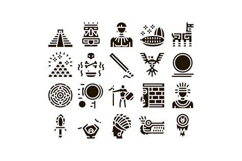 Aztec Civilization Glyph Set Vector Graphic By Pikepicture · Creative