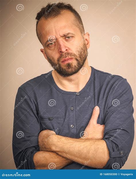 Adult Man Frown On Stock Photo Image Of Looking Serious 168050300