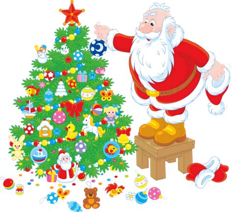 Père Noël Png Sapin Christmas Tree And Santa Claus Png