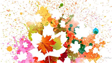Скачать обои фон брызги краски листья осень раздел абстракции в