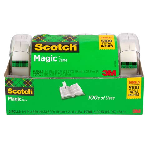Scotch Magic Tape W Refillable Dispenser ¾ X 850 4 Pack Bonus 2