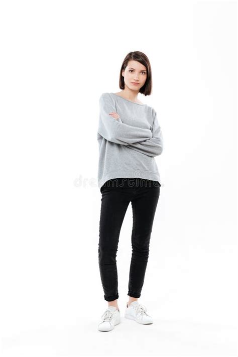 Full Length Portrait Of A Casual Young Girl Standing Stock Image