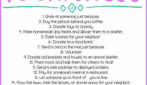 random acts of kindness worksheets