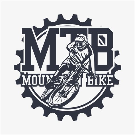 Conception De Logo Vtt Vtt Avec Homme Faisant Du Vélo De Montagne Illustration Vintage 4494003