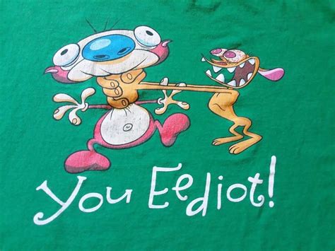 Nickelodeon Ren And Stimpy You Eediot Graphic Mens Green Shirt Large Tv