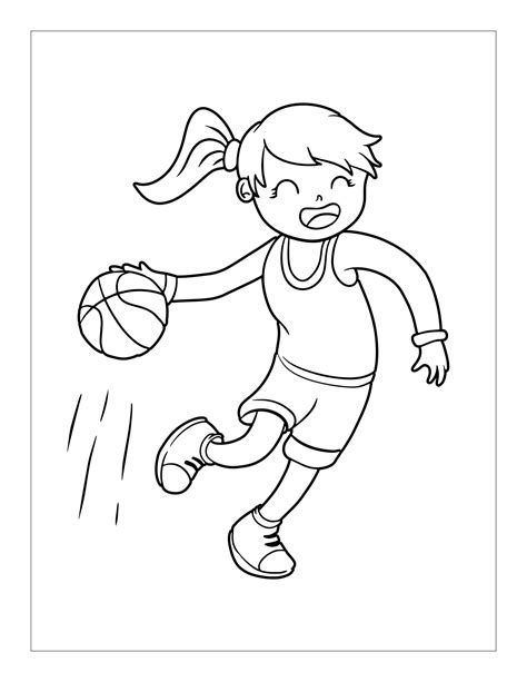 Página Para Colorear De Niño Jugando Baloncesto