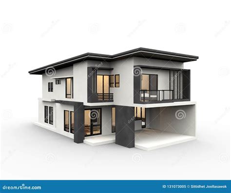 Modern House 3d Rendering Luxury Style Isolated On White Background