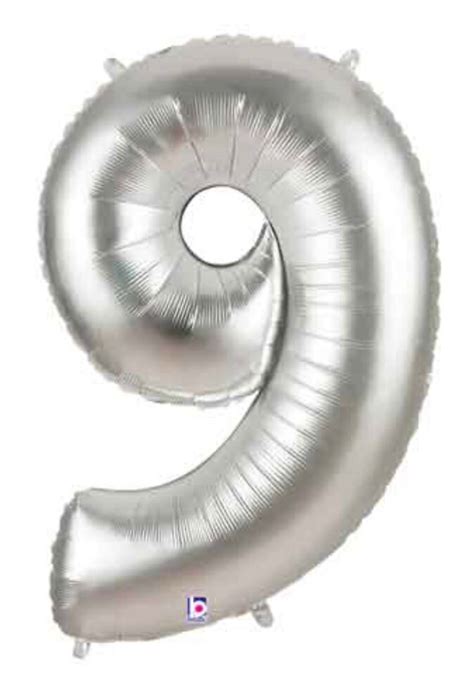 Silver Number 9 Balloon Ninth Birthday Balloons Mylar Number