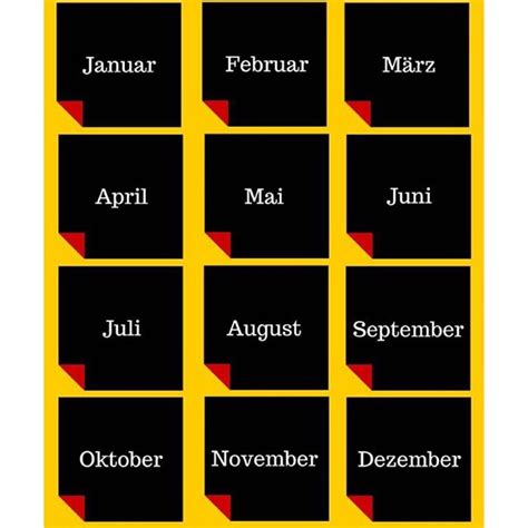 Months German Language Oktober September