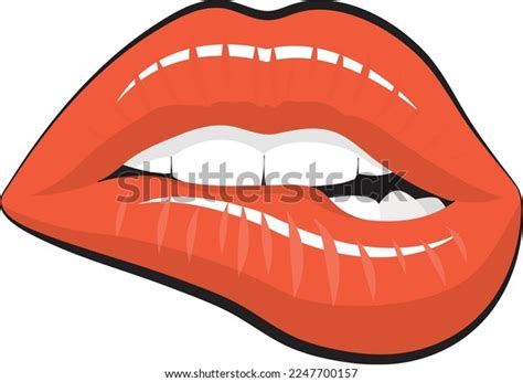 Red Lip Biting Vector Illustration Woman Stock Vector Royalty Free