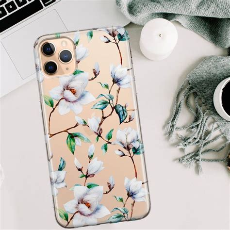 White Flowers Clear Case Iphone Xr Pro Max Case Iphone Xs Max Etsy In