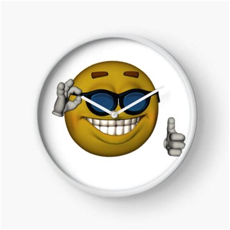 Smiley Face Sunglasses Thumbs Up Emoji Meme Face Clock By
