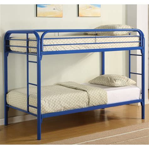 Coaster Morgan Metal Twin Over Twin Bunk Bed In Blue Cymax Business